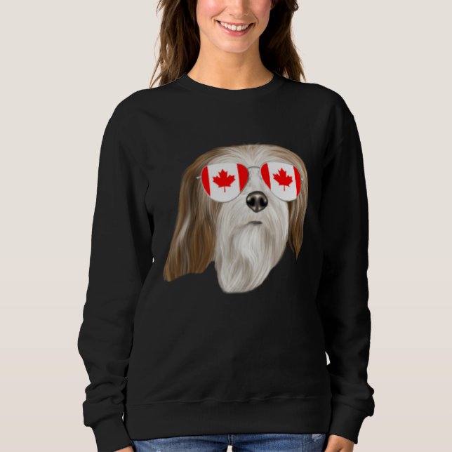 Canadian Flag Lhasa Apsos Dog Canada Pocket T Shirt (Framsida)