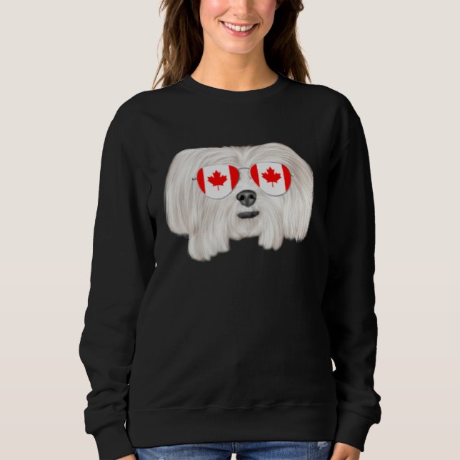 Canadian Flag Maltese Dog Canada Pocket T Shirt (Framsida)