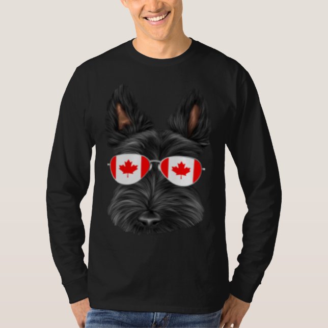 Canadian Flag Scottish Terrier Dog Canada Pocket T Shirt (Framsida)