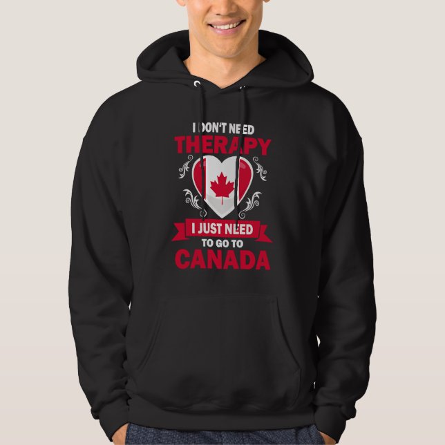 Canadian Flag Vacation  Therapy Funny Canada Hoodie (Framsida)