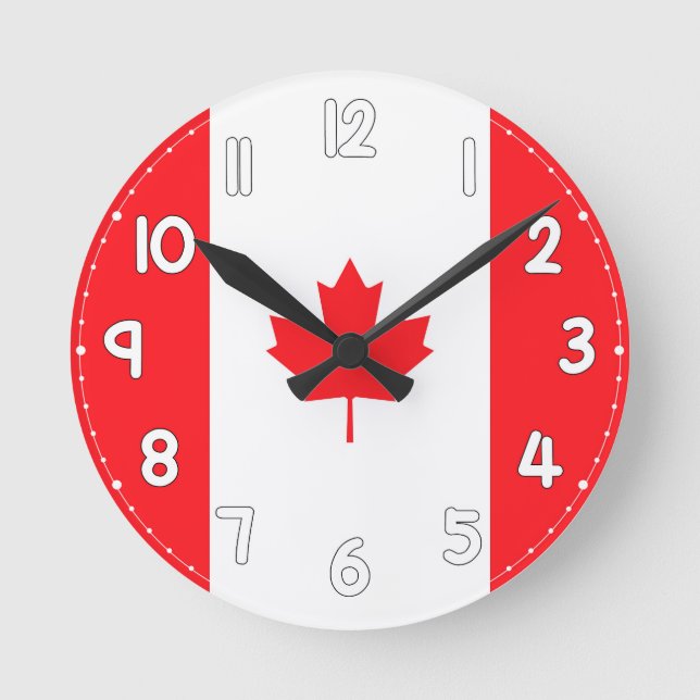 Canadian Flag Wall Clock - Flag of Canada Rund Klocka (Framsida)