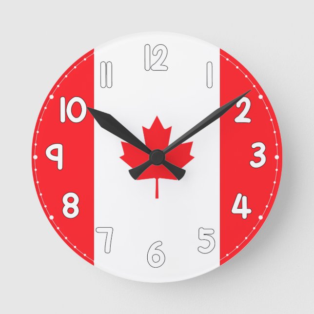 Canadian Flag Wall Clock - Flag of Canada Rund Klocka (Framsida)