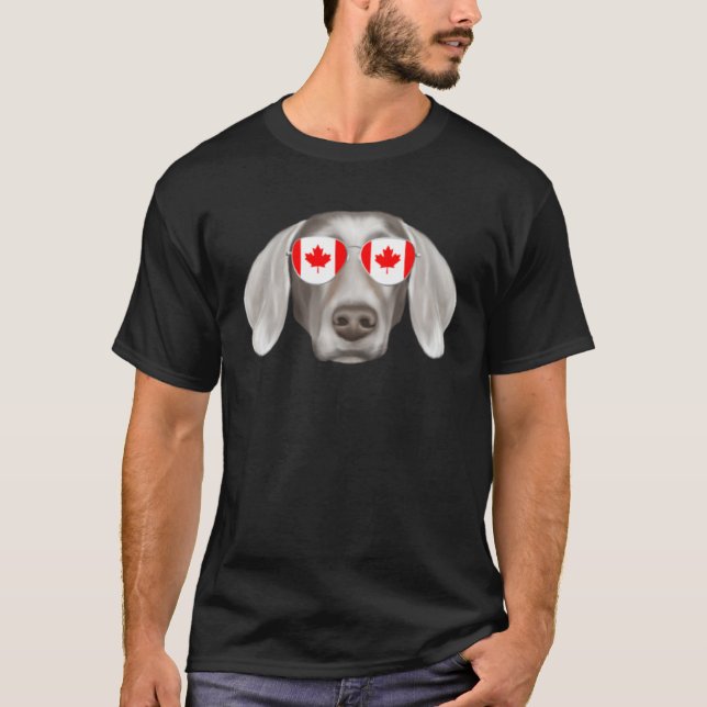 Canadian Flag Weimaraner Dog Canada Pocket T Shirt (Framsida)