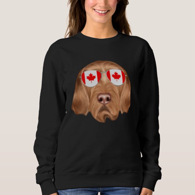 Canadian Flag Wirehaired Vizsla Dog Canada Pocket T Shirt (Framsida)