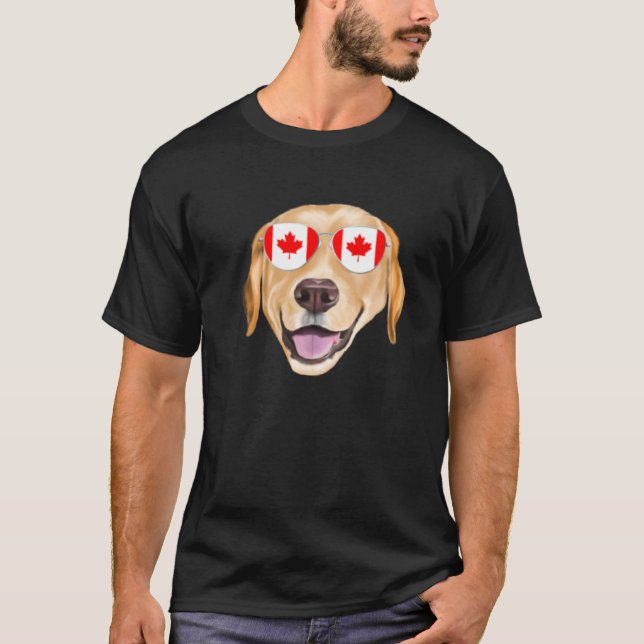 Canadian Flag Yellow Labrador Retriever Dog Canada T Shirt (Framsida)