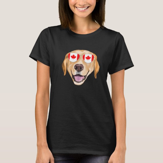 Canadian Flag Yellow Labrador Retriever Dog Canada T Shirt (Framsida)