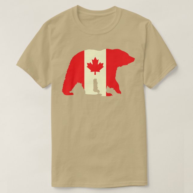 Canadian Flagga Bear Canada Älskare Canadian Roots T Shirt (Design framsida)