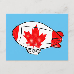 Canadian Flagga Blimp Balloon In Blå himmel Anpass Vykort