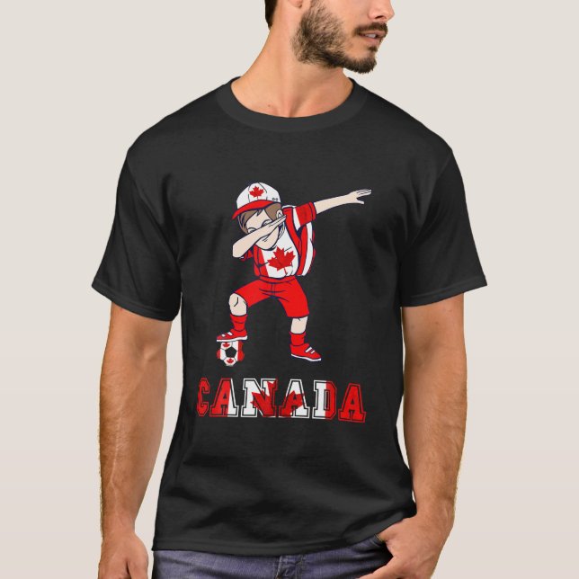 Canadian Flagga Boy Maple Löv Canadian Soccer Team T Shirt (Framsida)