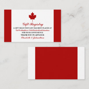 Canadian Flagga Bröllop Gift Registry Tilläggskort