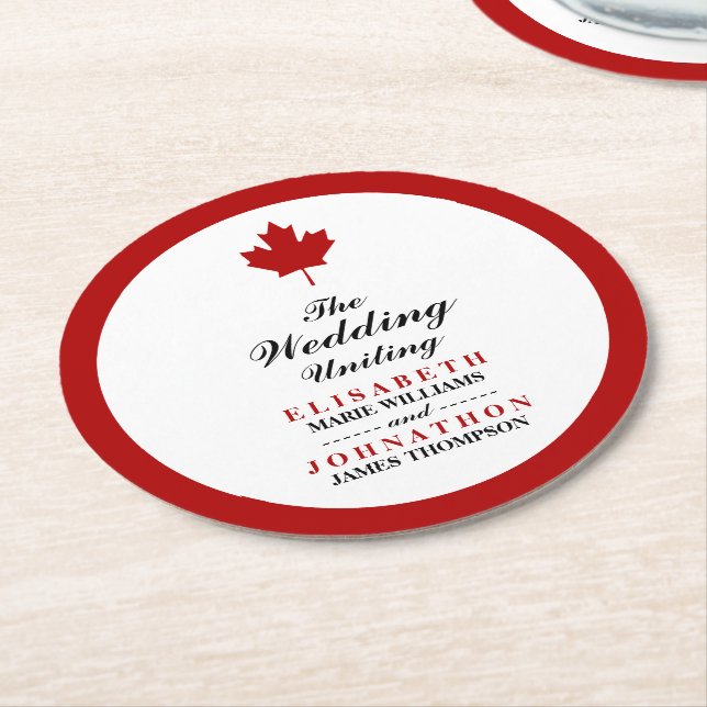 Canadian Flagga Bröllop Underlägg Papper Rund (Vinklad)