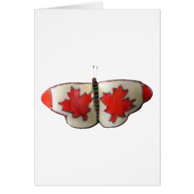 Canadian Flagga Butterfly Design Hälsningskort (Framsidan)