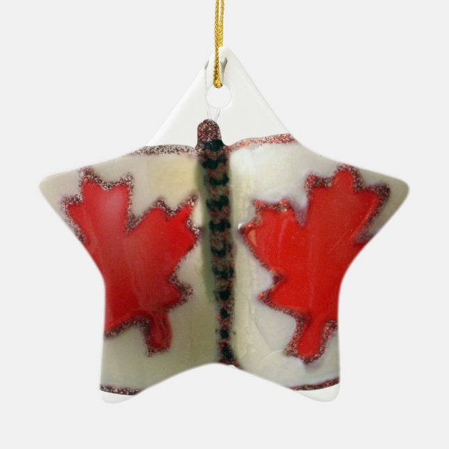 Canadian Flagga Butterfly Design Julgransprydnad Keramik (Framsidan)