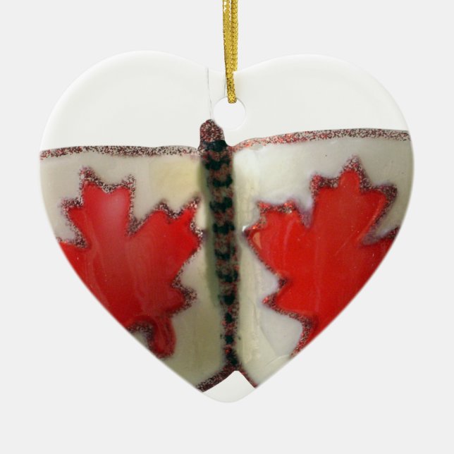 Canadian Flagga Butterfly Design Julgransprydnad Keramik (Framsidan)