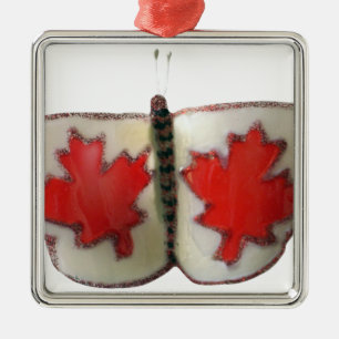 Canadian Flagga Butterfly Design Julgransprydnad Metall