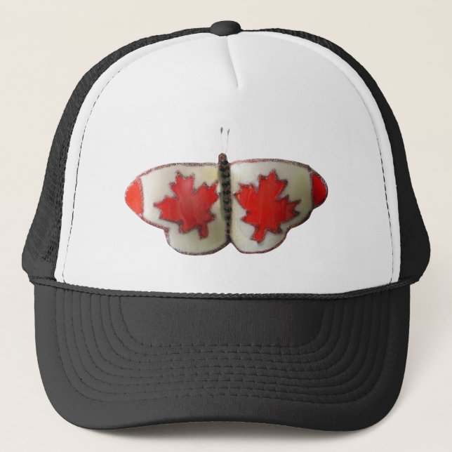 Canadian Flagga Butterfly Design Keps (Framsida)