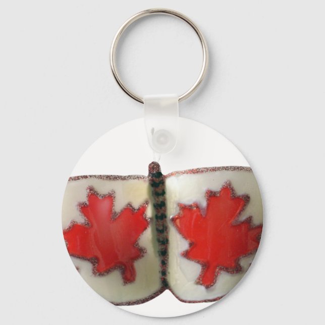 Canadian Flagga Butterfly Design Nyckelring (Framsida)