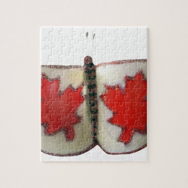 Canadian Flagga Butterfly Design Pussel (Vertikal)