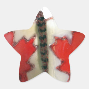 Canadian Flagga Butterfly Design Stjärnformat Klistermärke