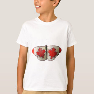Canadian Flagga Butterfly Design T Shirt