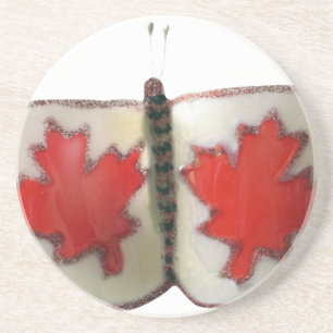 Canadian Flagga Butterfly Design Underlägg Sandsten