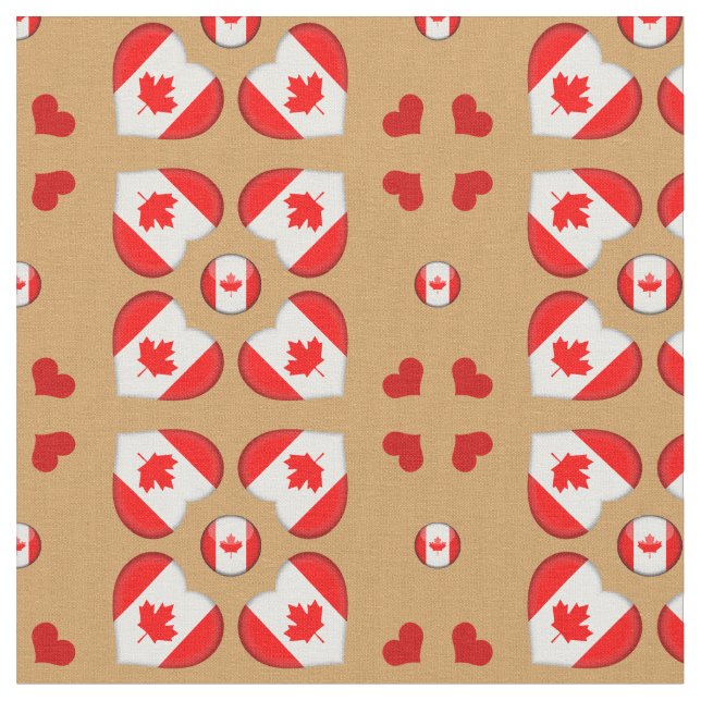 Canadian Flagga & Canada Heart mode Fabric Tyg (Närbild)