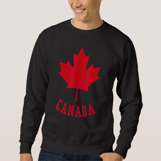 Canadian Flagga Canada Independece Maple Löv Manar Lång Ärmad Tröja (Framsida)