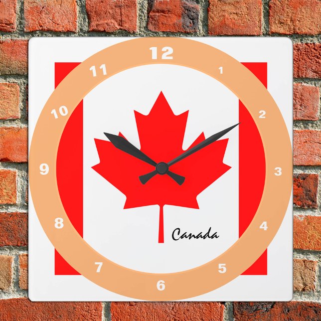 Canadian Flagga, Canada trendig mode /design klock Fyrkantig Klocka (Skapare uppladdad)