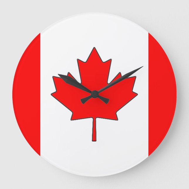 Canadian Flagga Clock Stor Klocka (Framsida)
