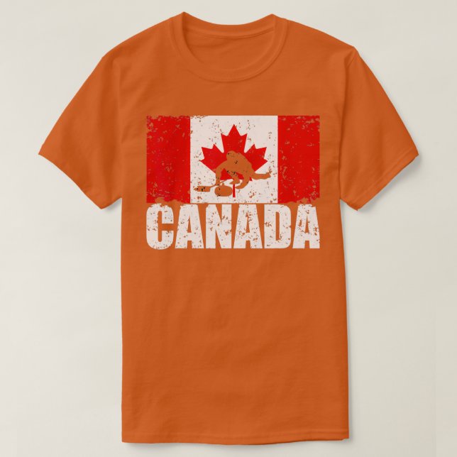 Canadian Flagga Curling for Canada Day Curler Gift T Shirt (Design framsida)