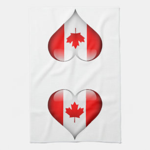Canadian Flagga Glass Heart Kökshandduk