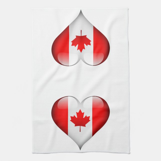 Canadian Flagga Glass Heart Kökshandduk (Vertikal)