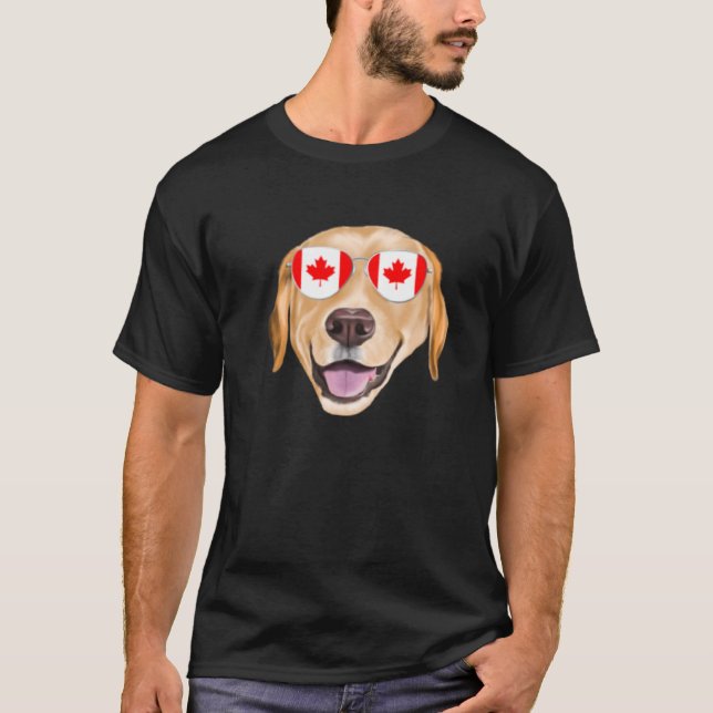 Canadian Flagga Gult Labrador Retriever Hund Kanad T Shirt (Framsida)