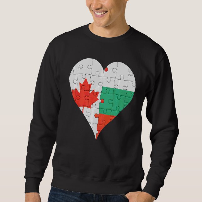 Canadian Flagga Heart Lång Ärmad Tröja (Framsida)
