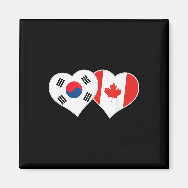 Canadian Flagga Heart Sydkorea Kanada Magnet (Framsidan)