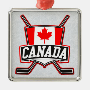 Canadian Flagga Hockey Logotyp Julgransprydnad Metall