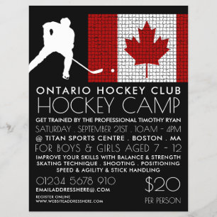 Canadian Flagga, Hockey Player, Camp Advertising Reklamblad