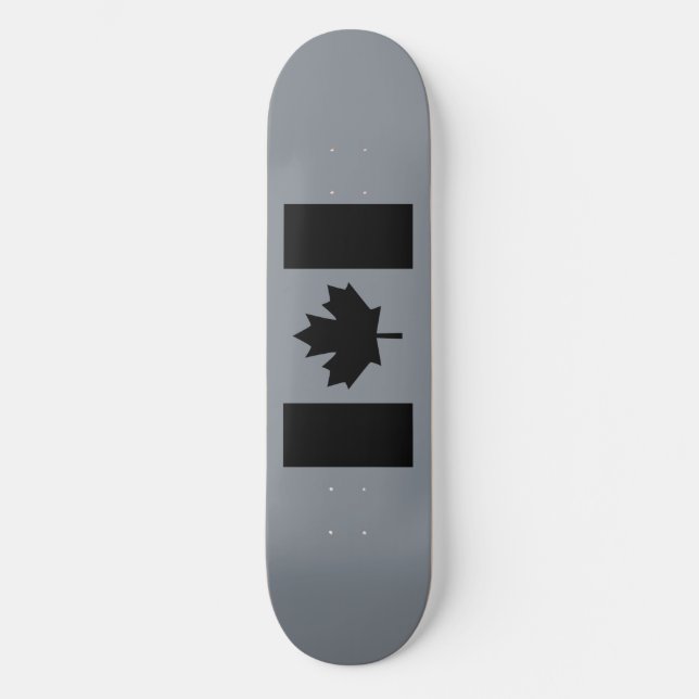 Canadian Flagga in Black Decor Skateboard Bräda 20,5 Cm (Framsida)