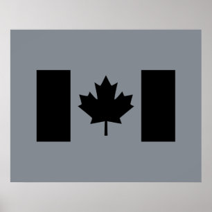 Canadian Flagga in Black Graphic Poster