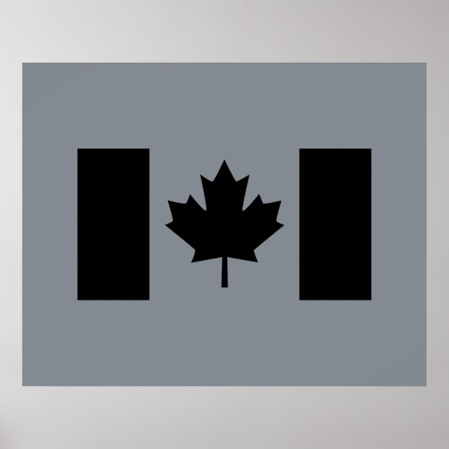 Canadian Flagga in Black Graphic Poster (Framsidan)