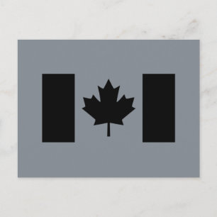Canadian Flagga in Black Vykort