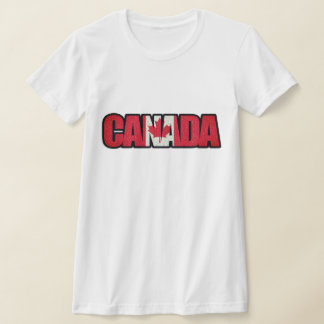 Canadian Flagga In ’Canada’ T Shirt