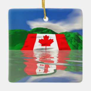 Canadian Flagga Land Julgransprydnad Keramik
