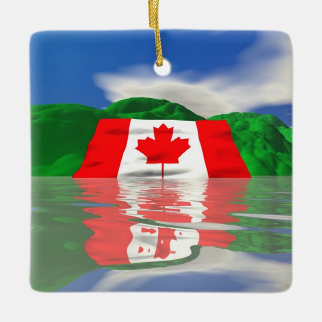 Canadian Flagga Land Julgransprydnad Keramik (Framsida)