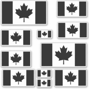 Canadian Flagga Många i Black Klistermärken