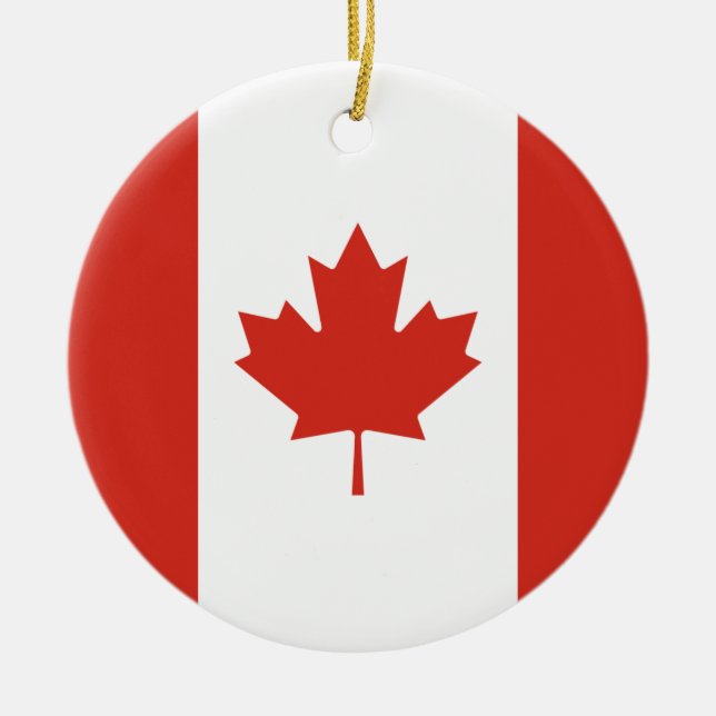 Canadian Flagga (Maple Löv) (Kanada) Julgransprydnad Keramik (Framsidan)