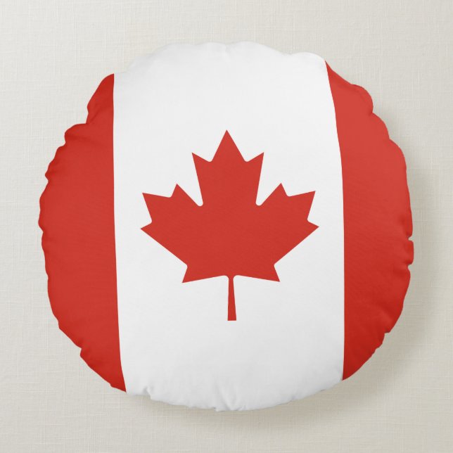 Canadian Flagga (Maple Löv) (Kanada) Rund Kudde (Framsidan)