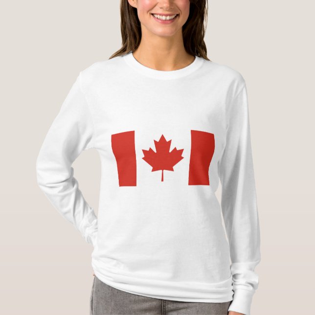 Canadian Flagga (Maple Löv) (Kanada) T Shirt (Framsida)