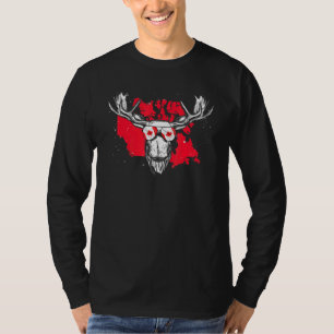 Canadian Flagga Maple Löv Moose Animal Coola Kanad T Shirt