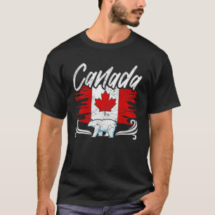 Canadian Flagga Maple Löv Polar Bear Land Kanada T Shirt